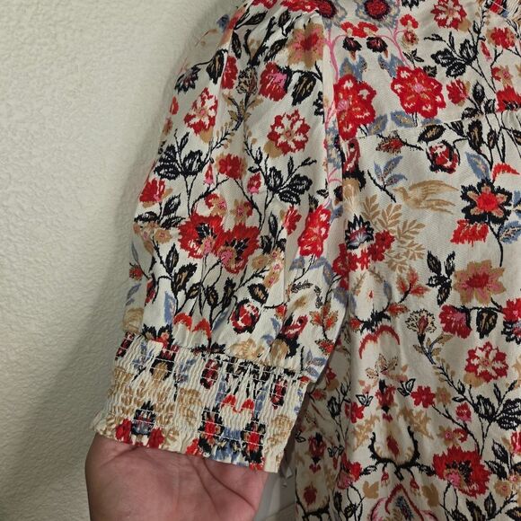 Loft Floral Mock Neck Boho Blouse Top Size Medium - Picture 3 of 8